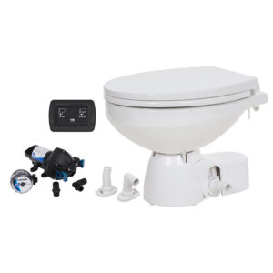 Jabsco Quiet Flush E2 Raw Water Toilet Regular Bowl – 12V &ndash; Soft Close Lid
