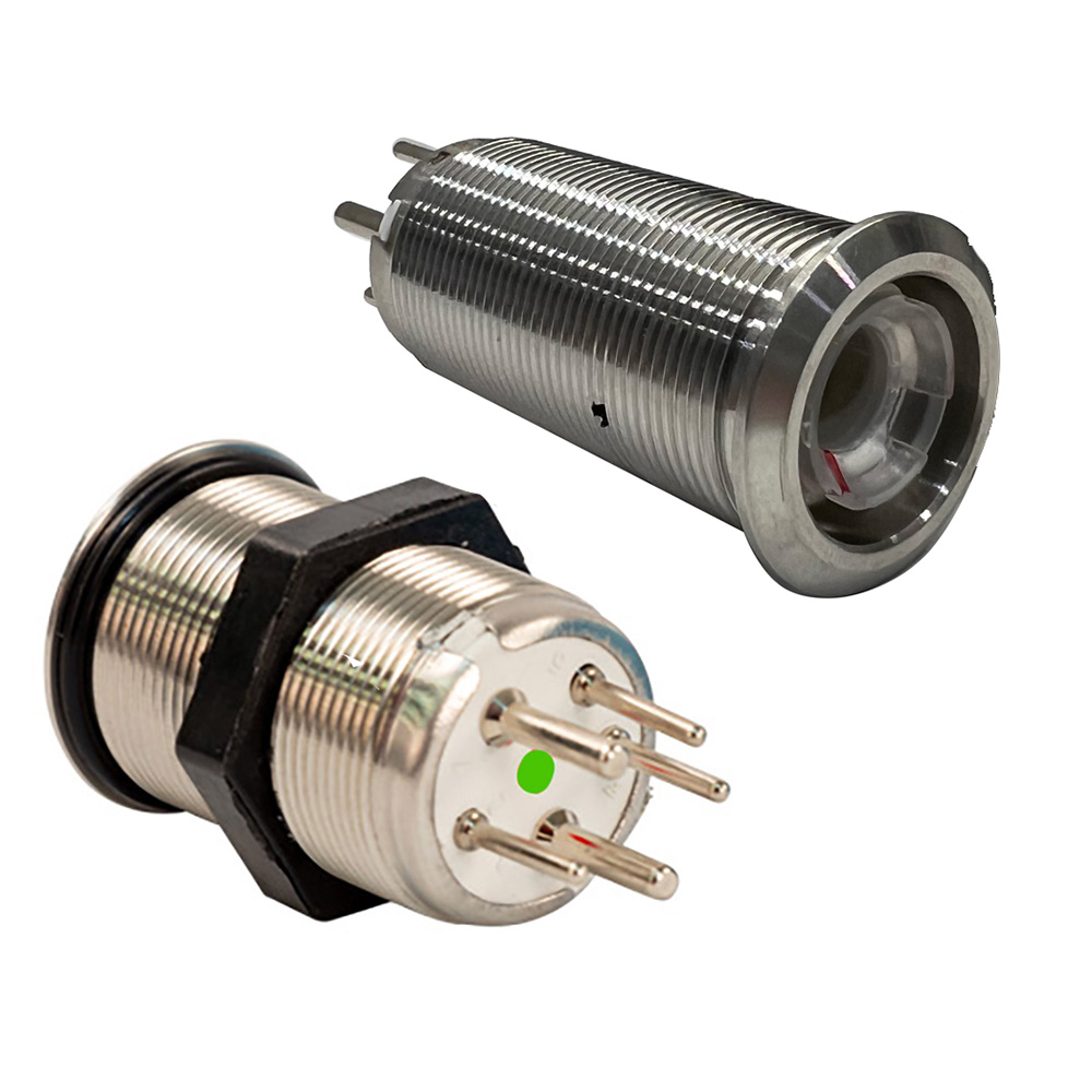 Bluewater 22mm Inrush Push Button Switch Momentary Off(On)(On) – Blue/Red/Green LED – Switch Body Only Bluewater 22mm Inrush Push Button Switch Momentary Off(On)(On) – Blue/Red/Green LED – Switch Body Only