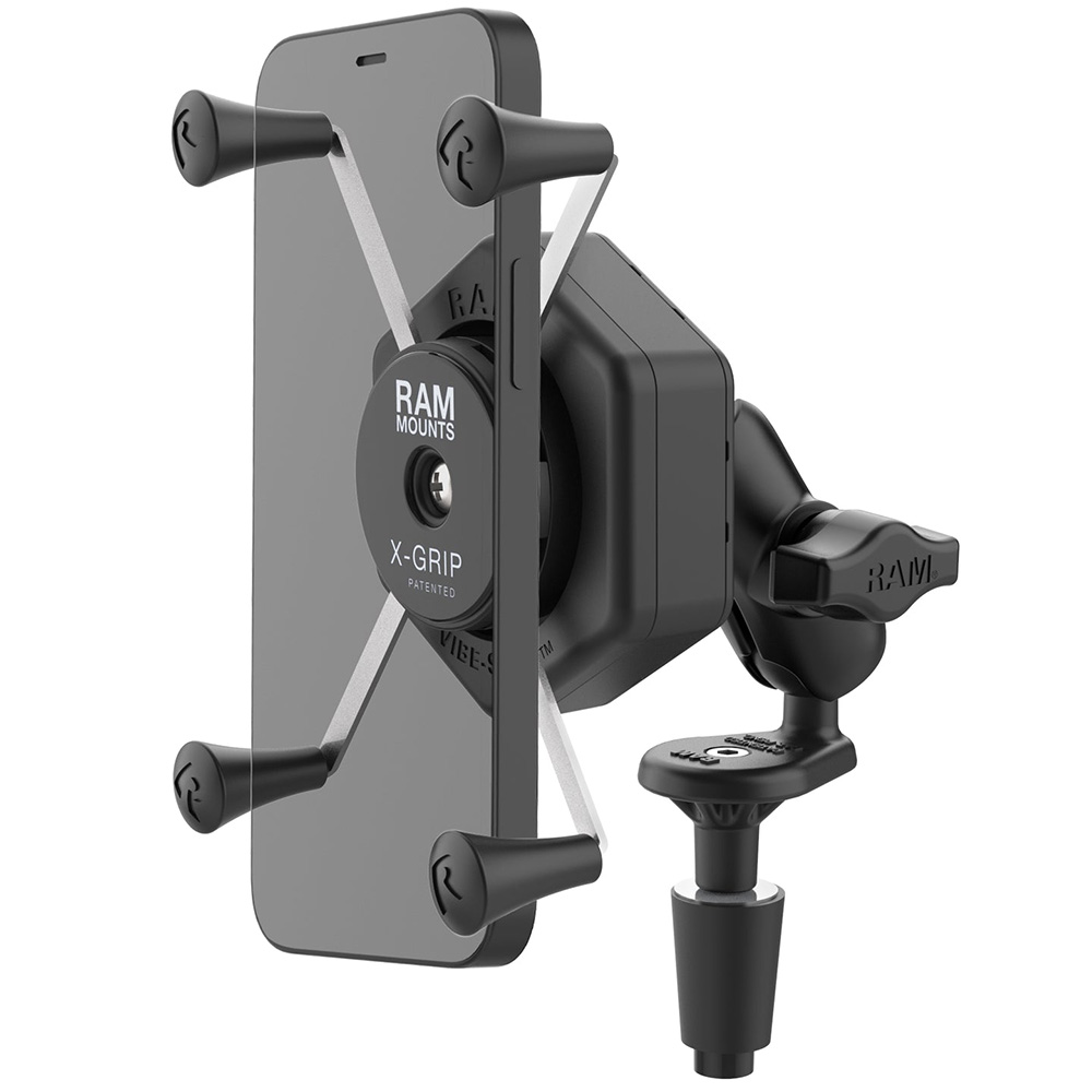 RAM Mount RAM® X-Grip® Large Phone Mount w/Vibe-Safe™ & Fork Stem Base – Short RAM Mount RAM® X-Grip® Large Phone Mount w/Vibe-Safe™ & Fork Stem Base – Short