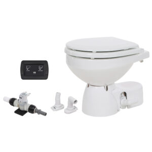 Jabsco Quiet Flush E2 Fresh Water Toilet Compact Bowl – 12V – Soft Close Lid