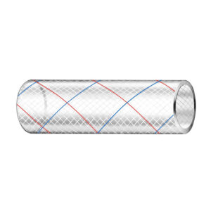 Trident Marine 3/8″ x 50′ Clear Reinforced PVC Hose Tubing Red & Blue Tracer