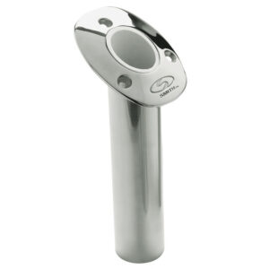 C.E. Smith Flush Mount Rod Holder – 30 Degree & 9″ Depth – Stainless Steel – Cast Bottom – White Vinyl Liner