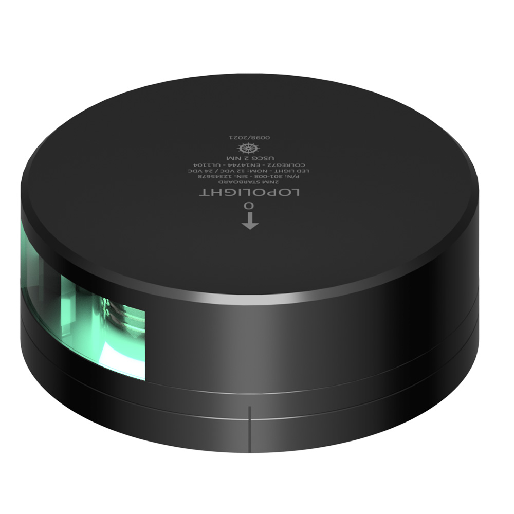 Lopolight Green Starboard Light – 2NM – Black Housing w/FB Base Lopolight Green Starboard Light – 2NM – Black Housing w/FB Base