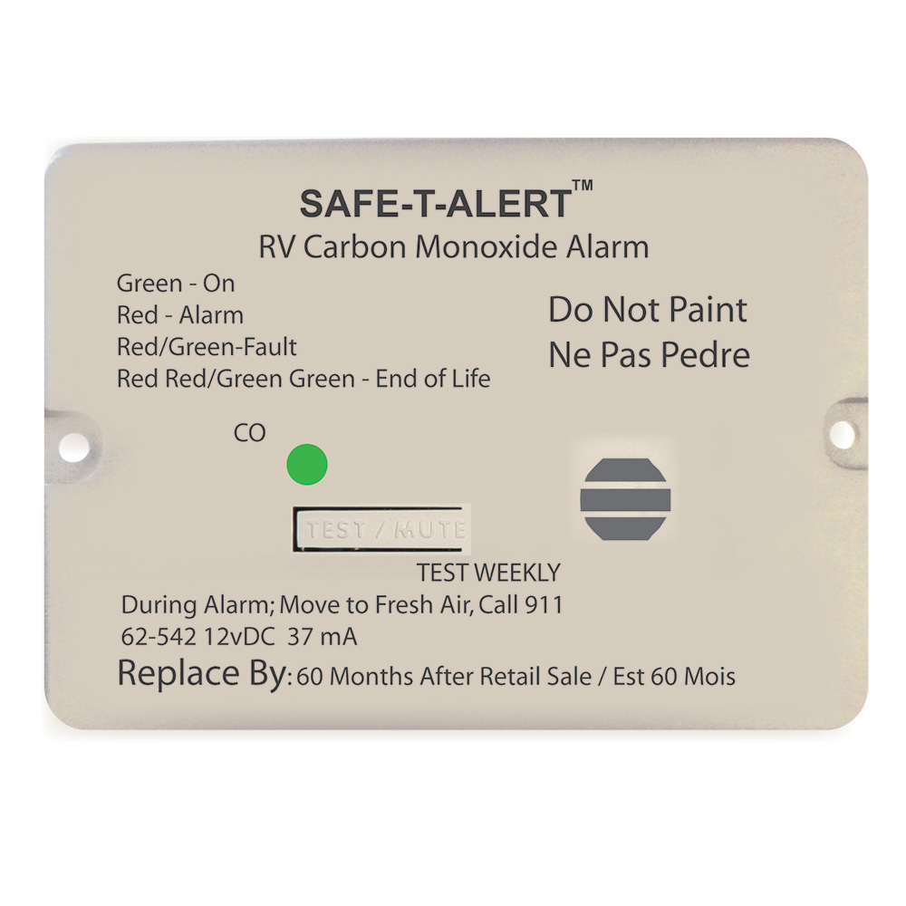 Safe-T-Alert 62 Series Carbon Monoxide Alarm – 12V – RV Flush Mount – White Safe-T-Alert 62 Series Carbon Monoxide Alarm – 12V – RV Flush Mount – White