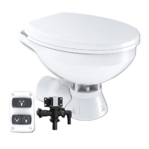 Commodore Quiet Flush Electric Toilet – Rear Macerator w/Solenoid Valve – Regular Size