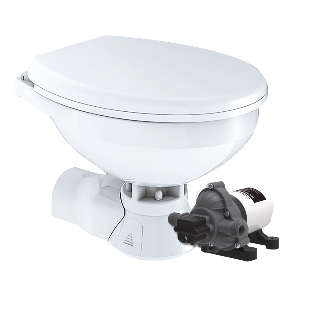 Commodore Quiet Flush Electric Toilet – Rear Macerator – Raw Water Pump – Regular Size Commodore Quiet Flush Electric Toilet – Rear Macerator – Raw Water Pump – Regular Size