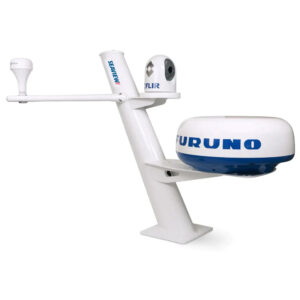 Seaview 30″ Tapered Closed Dome Aft Leaning Radar Mount w/Camera/Searchlight Mount, Removable Spreaders & 10×10 Base Plate