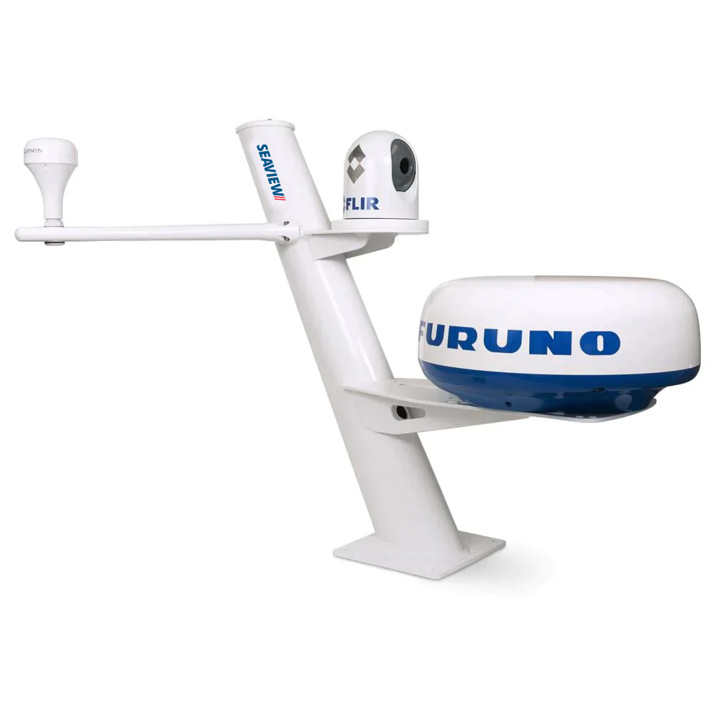 Seaview 30″ Tapered Closed Dome Aft Leaning Radar Mount w/Camera/Searchlight Mount, Removable Spreaders & 10×10 Base Plate Seaview 30″ Tapered Closed Dome Aft Leaning Radar Mount w/Camera/Searchlight Mount, Removable Spreaders & 10×10 Base Plate