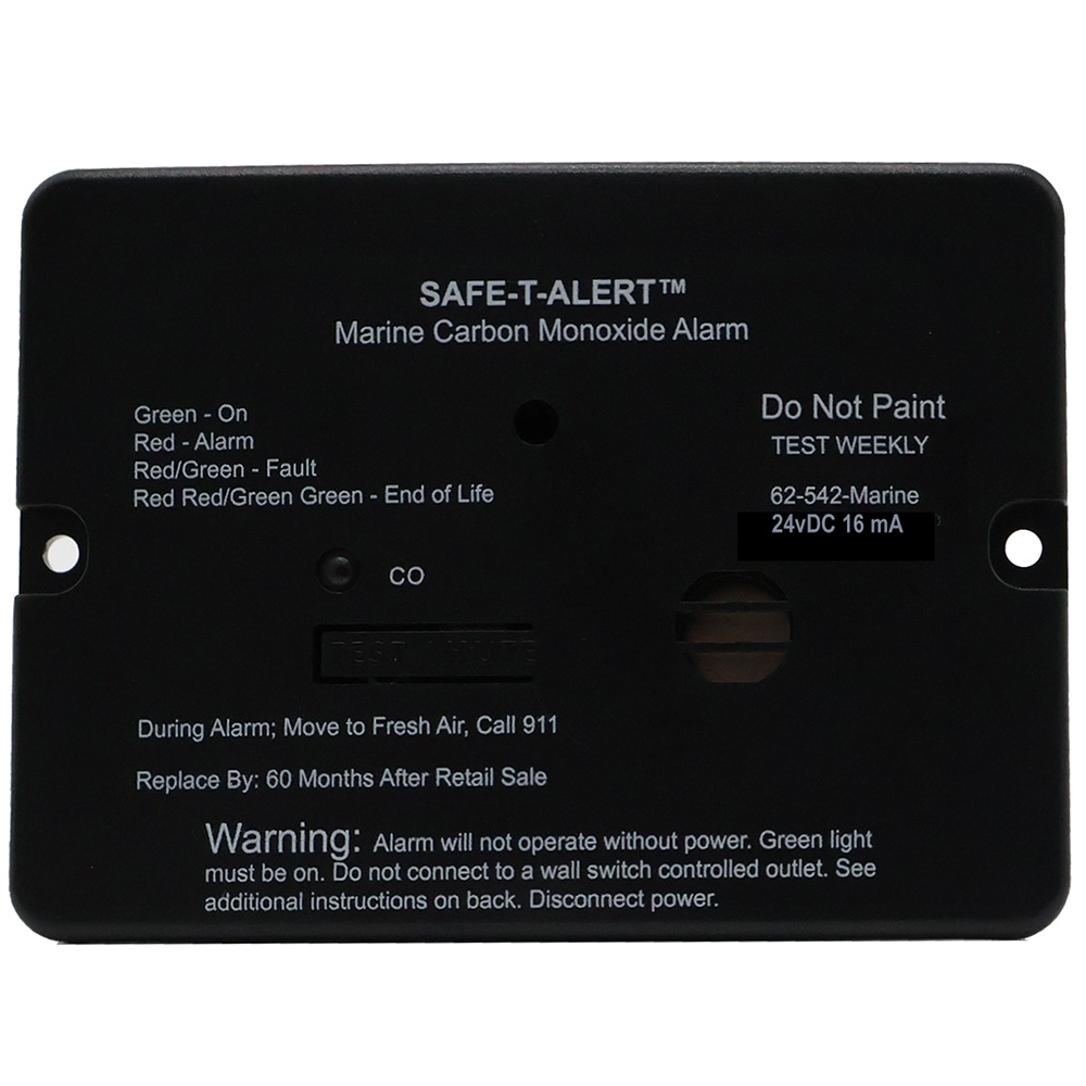 Safe-T-Alert 62 Series Marine Carbon Monoxide Alarm – 24V Flush Mount – Black Safe-T-Alert 62 Series Marine Carbon Monoxide Alarm – 24V Flush Mount – Black