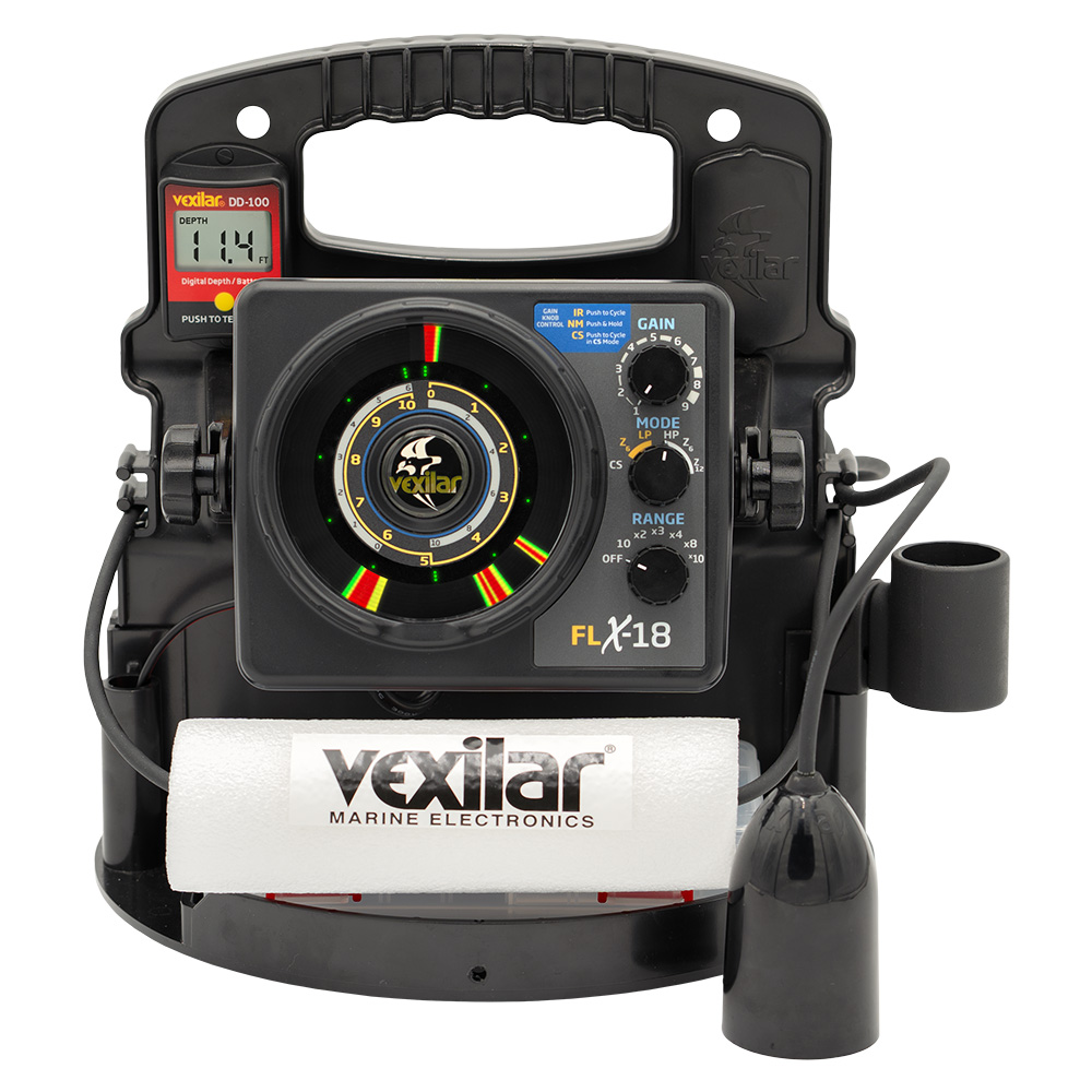 Vexilar FLX-18 Pro Pack II Fishing System w/12 Degree Ice-Ducer & DD-100 Vexilar FLX-18 Pro Pack II Fishing System w/12 Degree Ice-Ducer & DD-100