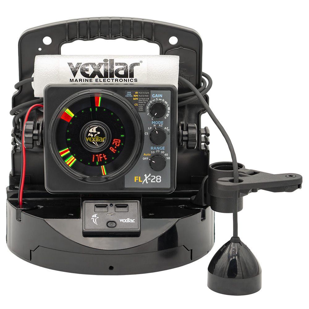 Vexilar FLX-28 Pro Pack Elite Fishing System w/Pro View Ice-Ducer & Vexilar Lithium Battery Vexilar FLX-28 Pro Pack Elite Fishing System w/Pro View Ice-Ducer & Vexilar Lithium Battery