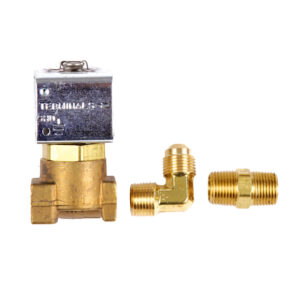 Trident Marine Low-Pressure Brass Solenoid Shut-Off Valve 1/4″ Ports & 2 Brass Connection Fittings