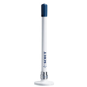 Scout 9″ Stubby White VHF Antenna w/Quick Mount Includes 5M RG-58, Mount & Integrated Connector KS-10