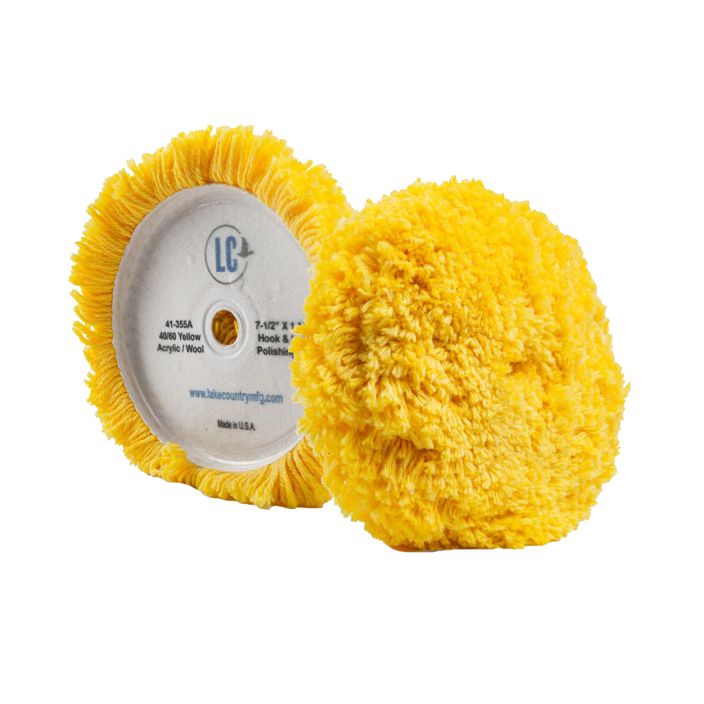 Lake Country Yellow 40/60 Unsteamed Twisted Wool/Acrylic Pad 7.5″ x 1.5″ Lake Country Yellow 40/60 Unsteamed Twisted Wool/Acrylic Pad 7.5″ x 1.5″