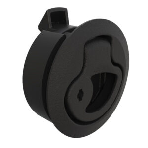 Southco Push-to-Close Latch, Medium Size, Key Locking, 2 – 7mm Grip, Plastic, Natural – Black