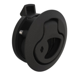 Southco Push-to-Close Latch, Medium Size, Key Locking, 17 – 22mm Grip, Plastic, Natural – Black