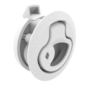 Southco Push-to-Close Latch, Medium Size, Key Locking, 17 – 22mm Grip, Plastic, Natural – White