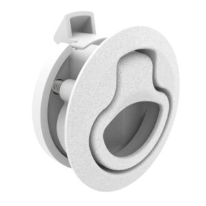 Southco Push-to-Close Latch, Medium Size, No Restriction, 17 – 22mm Grip, Plastic, Natural – White