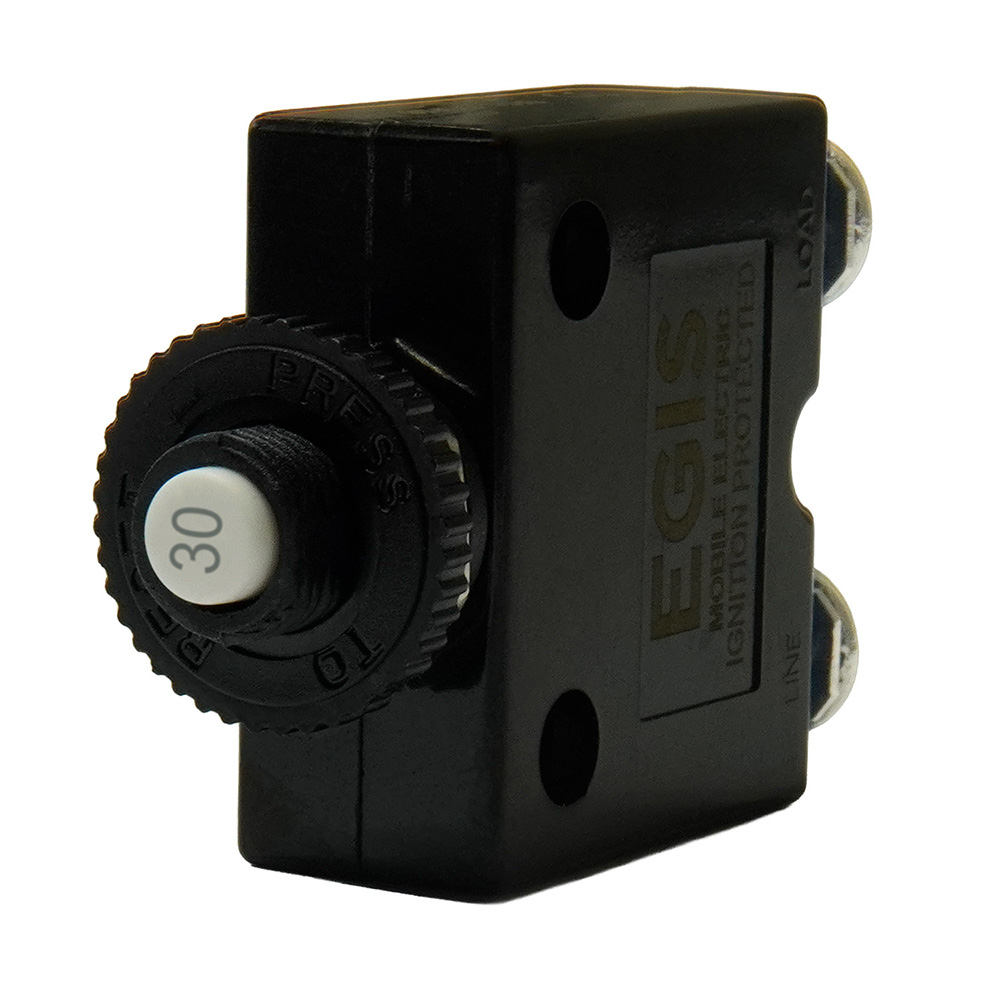 Egis 30A Push Button Panel Mount Circuit Breaker – Screw Terminals Egis 30A Push Button Panel Mount Circuit Breaker – Screw Terminals