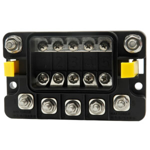 Egis MIDI 5 Circuit Fuse Block w/Sealed Cover – M8 Inputs – M6 Outputs