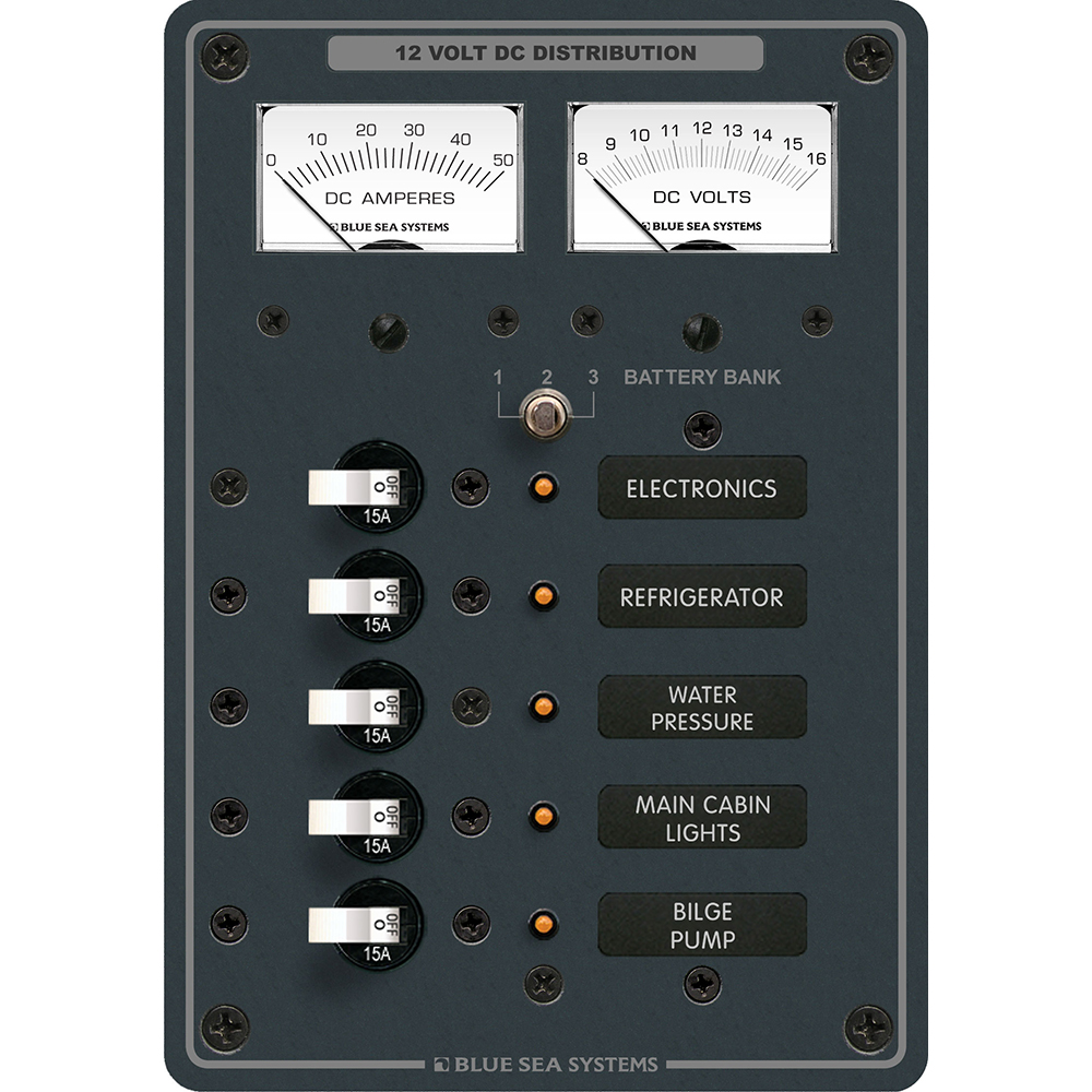 Blue Sea 8081 DC 5 Position Toggle Branch Circuit Breaker Panel – White Switches Blue Sea 8081 DC 5 Position Toggle Branch Circuit Breaker Panel – White Switches