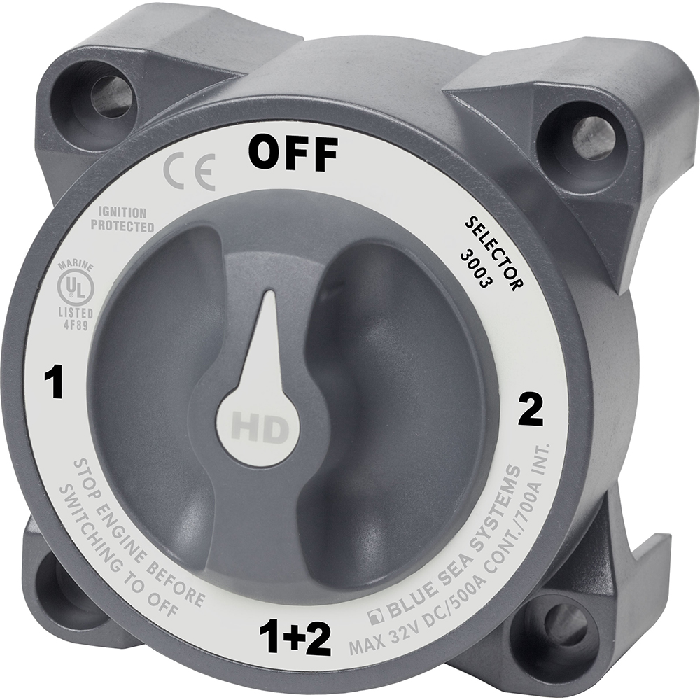 Blue Sea 3003 HD-Series Battery Switch Selector w/Alternator Field Disconnect Blue Sea 3003 HD-Series Battery Switch Selector w/Alternator Field Disconnect