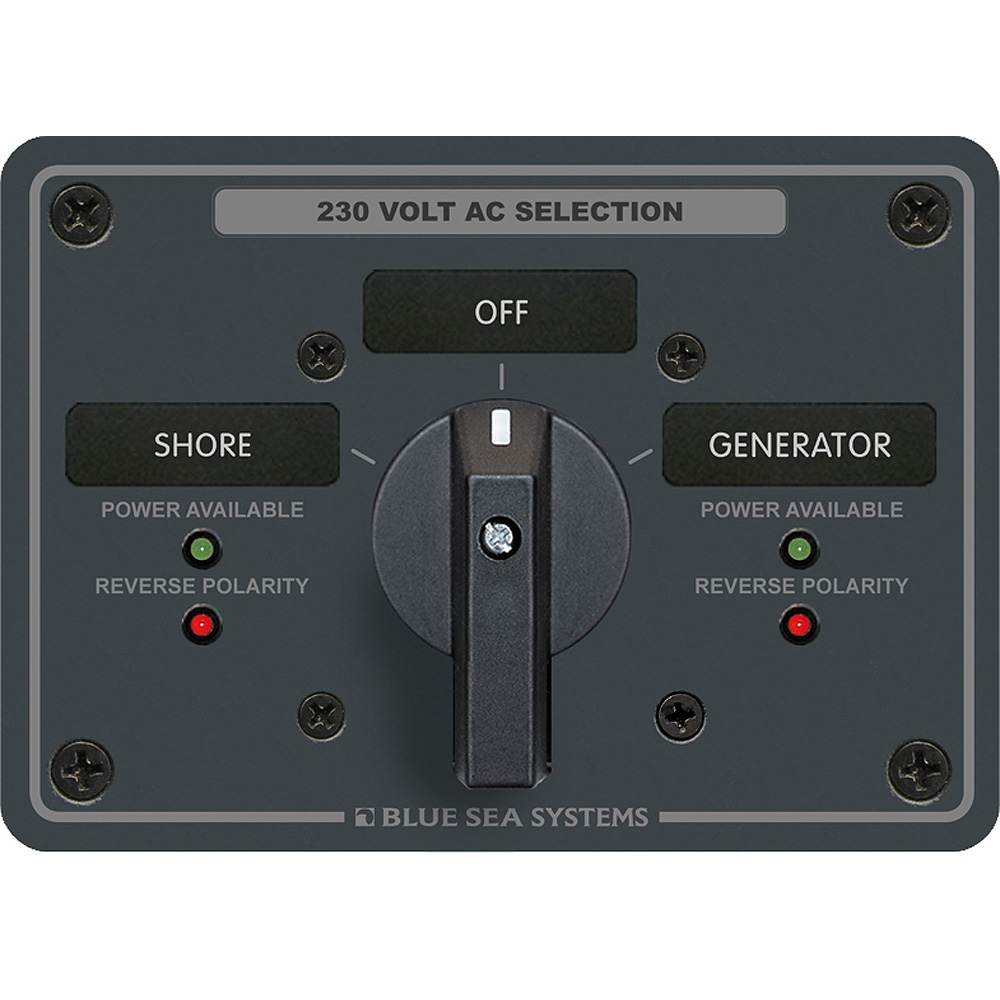Blue Sea 8357 AC Rotary Switch Panel 65 Ampere 2 Position + OFF, 2 Pole Blue Sea 8357 AC Rotary Switch Panel 65 Ampere 2 Position + OFF, 2 Pole