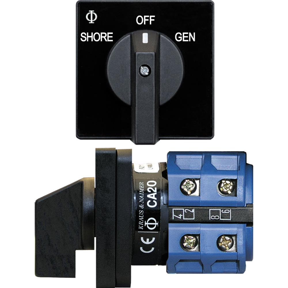Blue Sea 9009 Switch, AC 120VAC 32A OFF +2 Position Blue Sea 9009 Switch, AC 120VAC 32A OFF +2 Position
