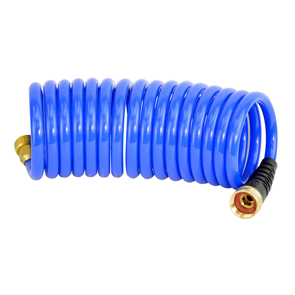 HoseCoil 15′ Blue Self Coiling Hose w/Flex Relief HoseCoil 15′ Blue Self Coiling Hose w/Flex Relief