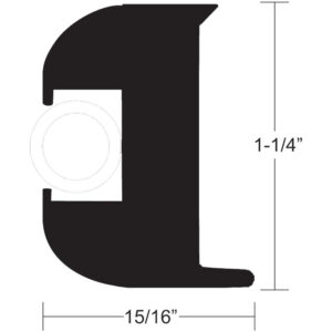 TACO Flex Vinyl Rub Rail Kit – Black w/White Insert – 50′ – 1-1/4″ x 15/16″