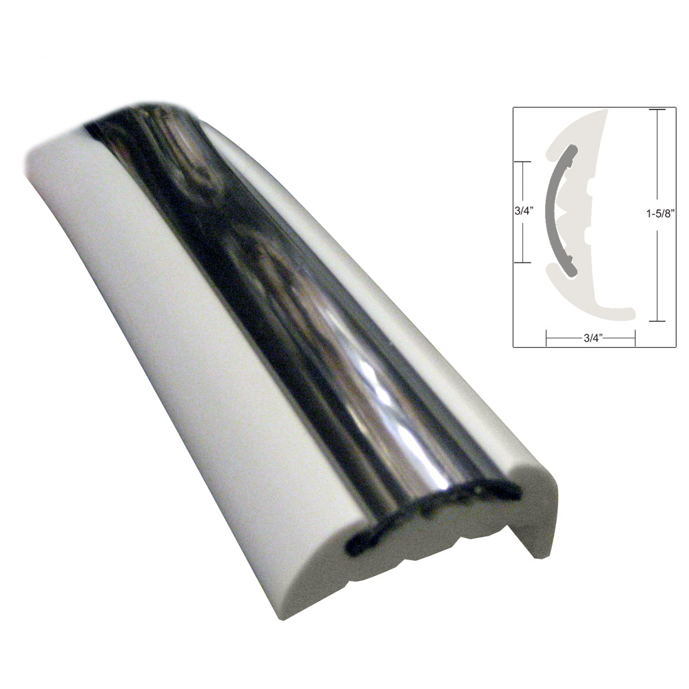 TACO Semi-Rigid Rub Rail Kit – White w/Flex Chrome Insert – 70′ TACO Semi-Rigid Rub Rail Kit – White w/Flex Chrome Insert – 70′