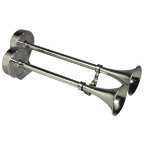 Schmitt Marine Deluxe All-Stainless Dual Trumpet Horn – 12V