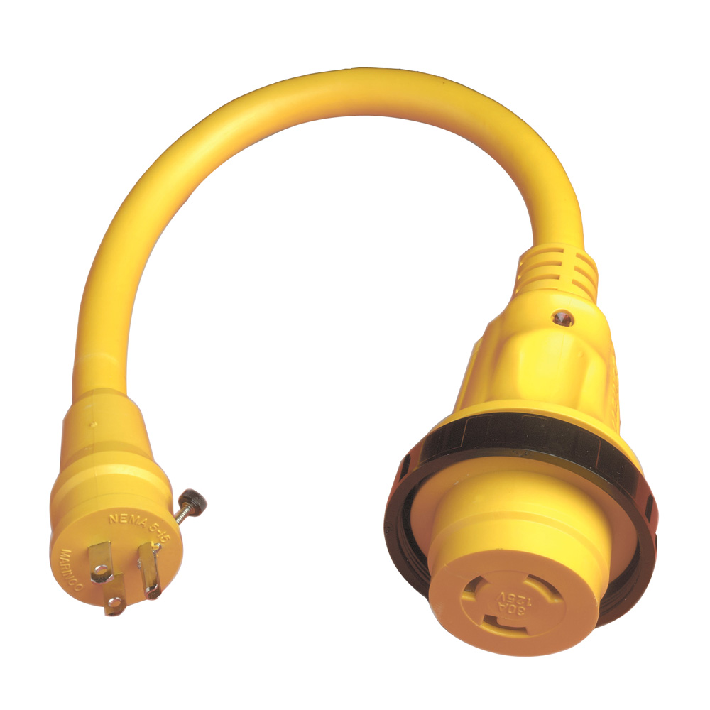 Marinco Pigtail Adapter Plus – 30A Female To 15A Male Marinco Pigtail Adapter Plus – 30A Female To 15A Male