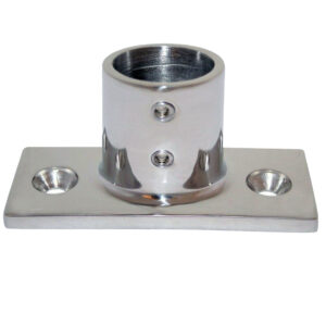 Whitecap 1″ O.D. 90° 2-Hole Rectangle Base SS Rail Fitting