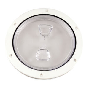 Beckson 6″ Clear Center Screw Out Deck Plate – White