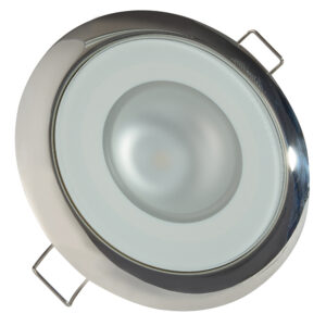 Lumitec Mirage – Flush Mount Down Light – Glass Finish/Polished SS – 4-Color Red/Blue/Purple Non Dimming w/White Dimming