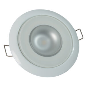 Lumitec Mirage – Flush Mount Down Light – Glass Finish/White Bezel – 2-Color White/Blue Dimming