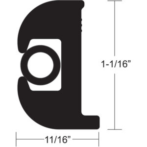 TACO Flex Vinyl Rub Rail Kit – Black w/Black Insert – 70′ – 1-1/16″ x 11/16″