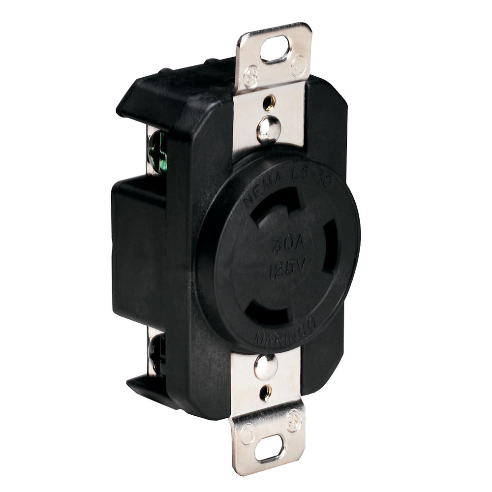 Marinco 305CRRB 125V 30Amp Locking Receptacle – Black Marinco 305CRRB 125V 30Amp Locking Receptacle – Black