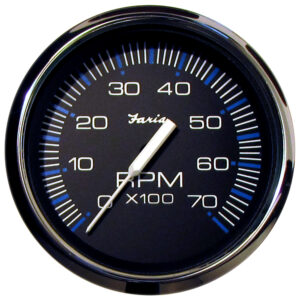 Faria Chesapeake Black 4″ Tachometer – 7000 RPM (Gas) (All Outboards)