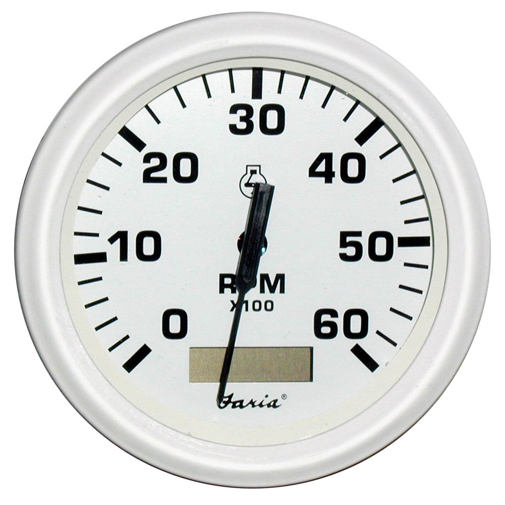 Faria Dress White 4″ Tachometer w/Hourmeter – 6000 RPM (Gas) (Inboard) Faria Dress White 4″ Tachometer w/Hourmeter – 6000 RPM (Gas) (Inboard)