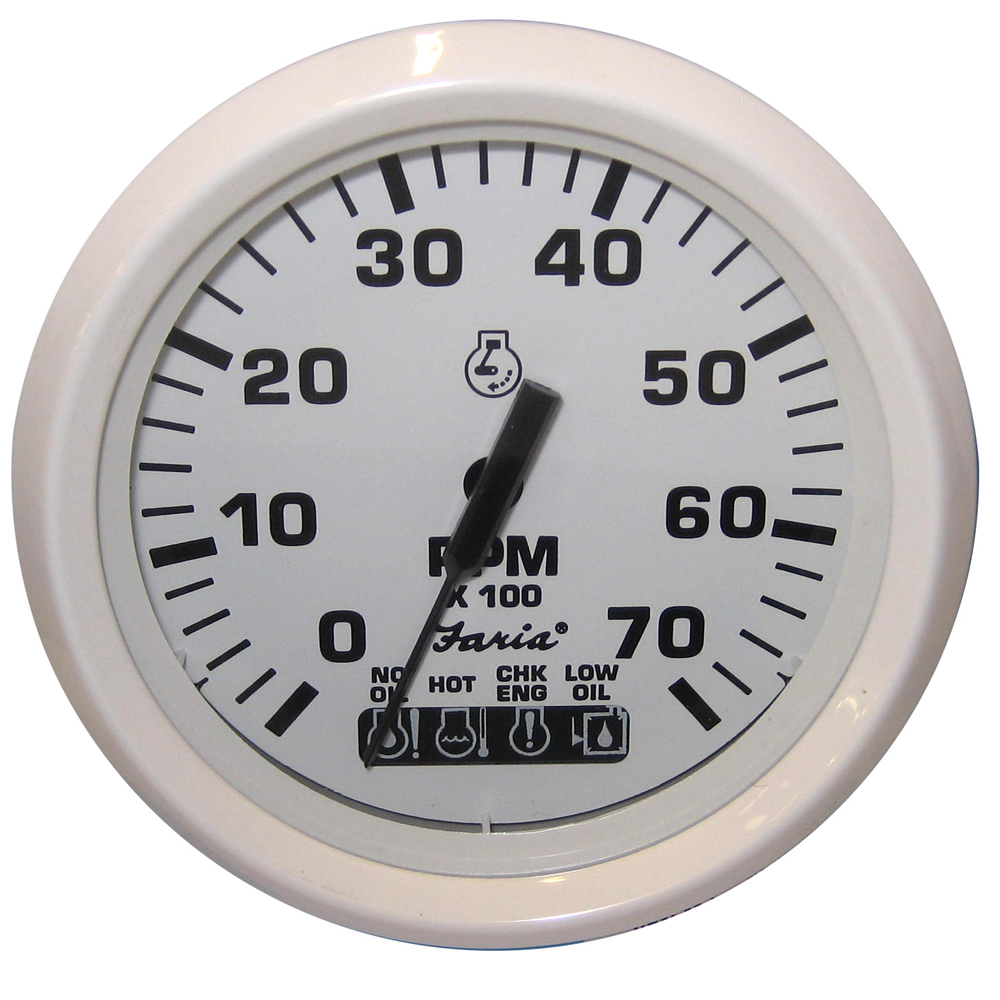 Faria Dress White 4″ Tachometer w/Systemcheck Indicator – 7000 RPM (Gas) (Johnson / Evinrude Outboard) Faria Dress White 4″ Tachometer w/Systemcheck Indicator – 7000 RPM (Gas) (Johnson / Evinrude Outboard)