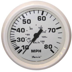 Faria Dress White 4″ Speedometer – 80MPH (Pitot)