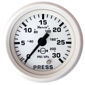 Faria Dress White 2″ Water Pressure Gauge (30 PSI)
