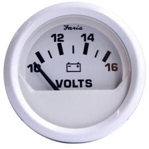 Faria Dress White 2″ Voltmeter (10-16 VDC)