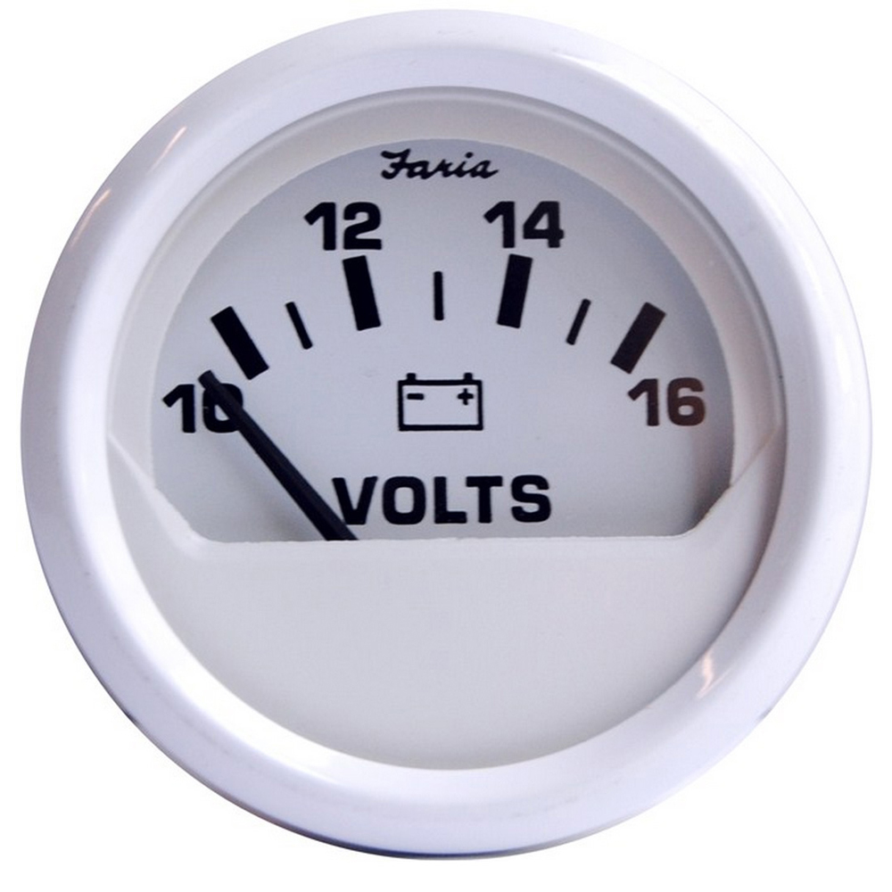 Faria Dress White 2″ Voltmeter (10-16 VDC) Faria Dress White 2″ Voltmeter (10-16 VDC)