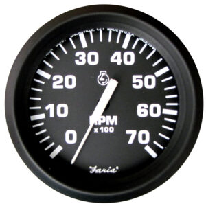 Faria Euro Black 4″ Tachometer – 7,000 RPM (Gas – All Outboard)