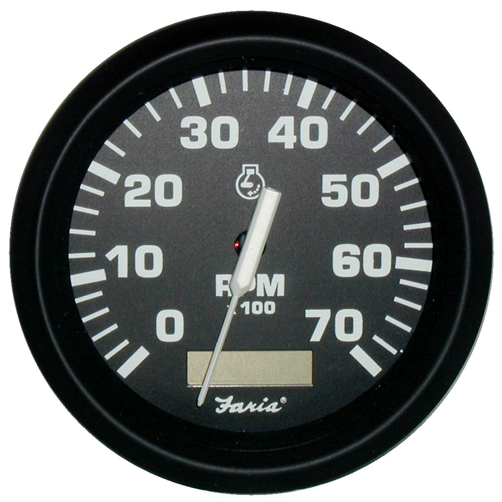 Faria Euro Black 4″ Tachometer w/Hourmeter – 7,000 RPM (Gas – Outboard) Faria Euro Black 4″ Tachometer w/Hourmeter – 7,000 RPM (Gas – Outboard)