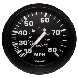Faria Euro Black 4″ Speedometer – 80MPH (Pitot)