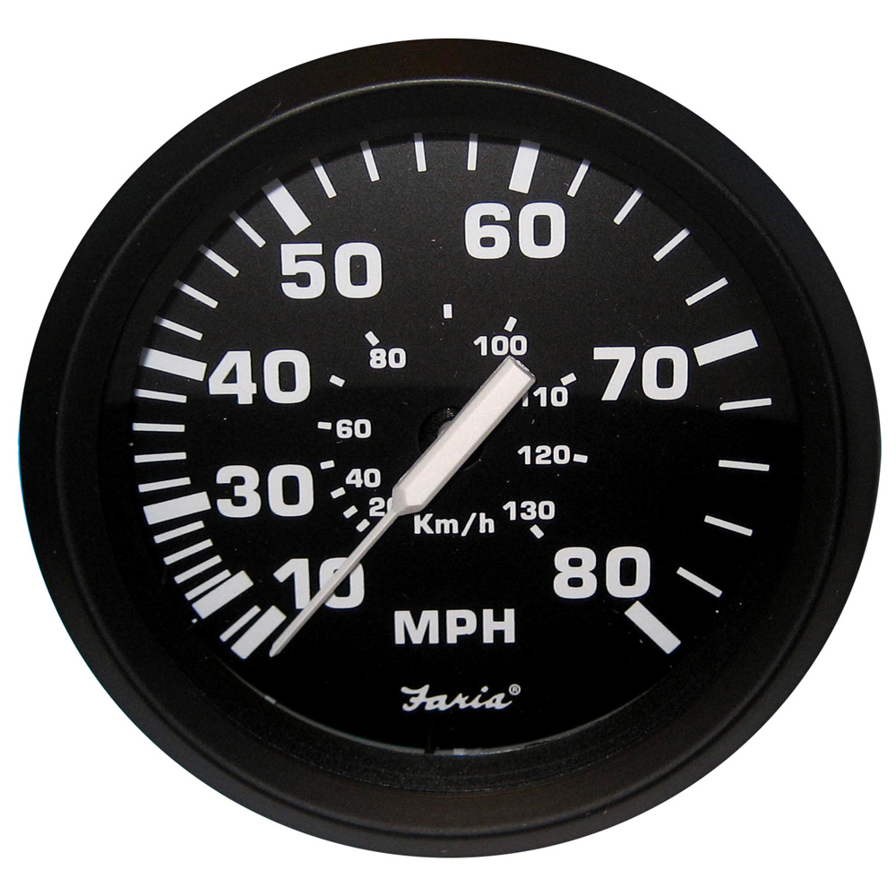 Faria Euro Black 4″ Speedometer – 80MPH (Pitot) Faria Euro Black 4″ Speedometer – 80MPH (Pitot)